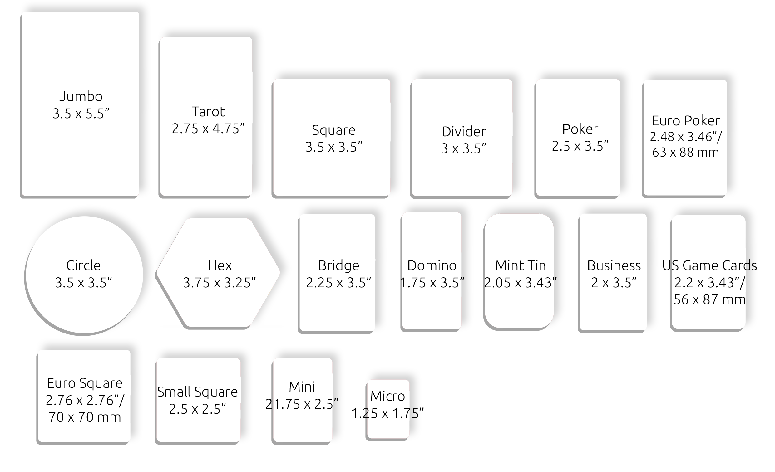 A card size reference sheet.