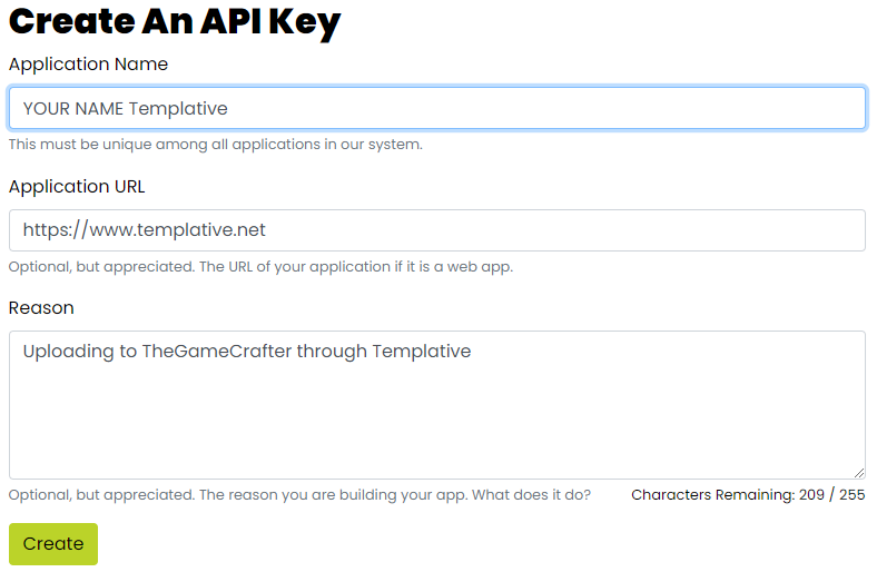 Creating your ApiKey