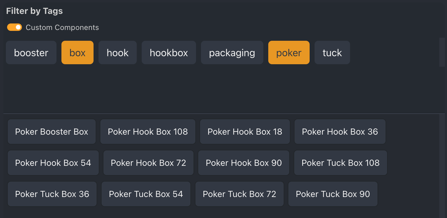 Selecting the box and poker tags to find good poker boxes.